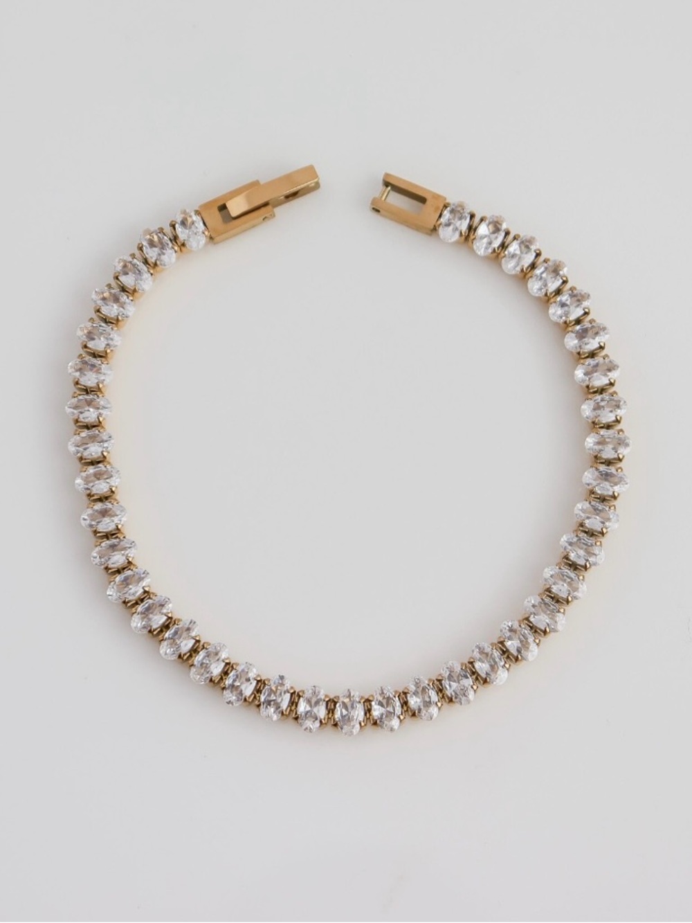18K Gold Plated Tennis Bracelet with Oval Cubic Zirconias